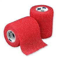 Coban Cohesive Bandage 3 Inch X 5 Yard Standard Compression Self-adherent Closure Red NonSterile, 1583R - CASE OF 24