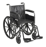 18" Wheelchair, Steel Frame, Black, Padded Fixed Arm, Swing Away Foot Rest, 8" Front Caster Wheels