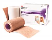 Coban 2 Layer Compression Bandage System 2-9/10 Yard X 4 Inch / 4 Inch X 5-1/10 Yard 35 to 40 mmHg Self-adherent / Pull On Closure Tan / White NonSterile, 2094N - Case of 8