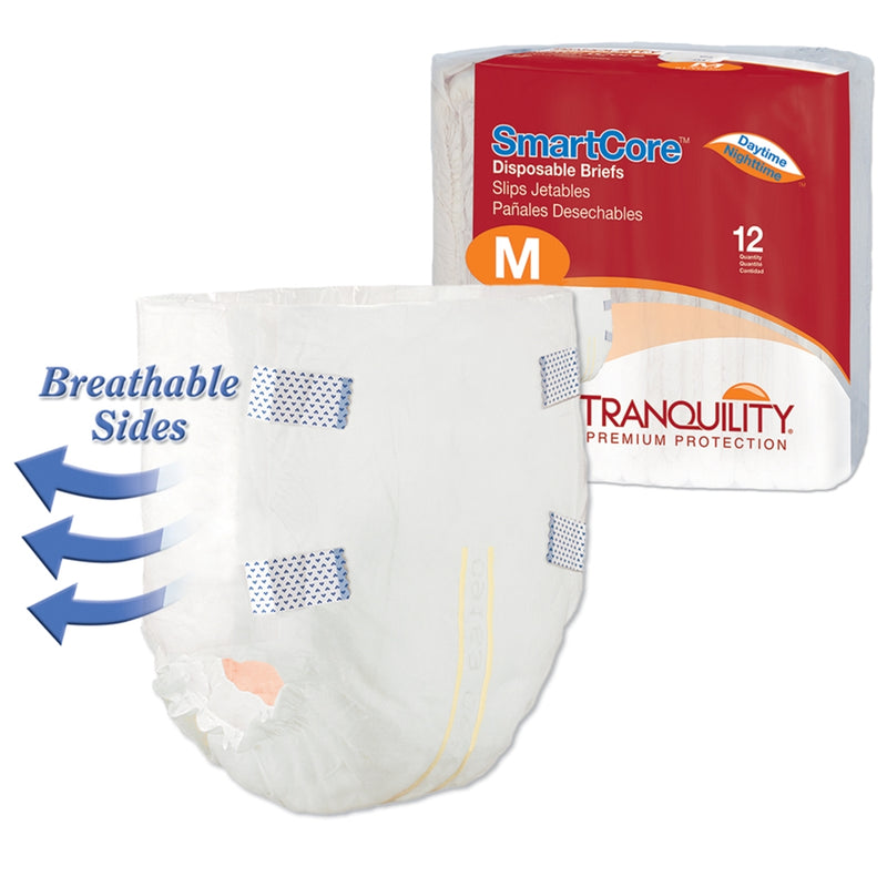 Tranquility SmartCore Brief, MEDIUM, Breathable, Heavy Absorbency, 2312 - Pack of 12