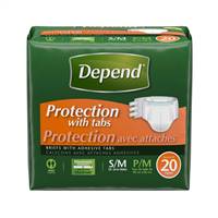 Depend Adult Brief Tab Closure Small / Medium Disposable Heavy Absorbency, 35456 - Case of 60