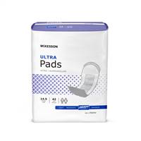Bladder Control Pad, McKesson Ultra, 14-1/2 Inch Length Heavy Absorbency Polymer One Size Fits Most Unisex Disposable, PADHV - Case of 168