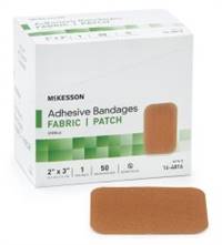 Adhesive Strip, McKesson, 2 X 3 Inch Fabric Rectangle Tan Sterile, 16-4816 - Case of 1200