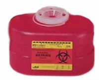 BD Sharps Container 1-Piece 5-1/2 H X 8-1/2 W X 5 D Inch 3.3 Quart Red Funnel Lid, 305488 - EACH
