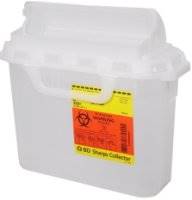 Becton Dickinson Sharps Container 1-Piece 10-3/4 H X 10-3/4 W X 4D Inch 5.4 Quart Translucent White Horizontal Entry Lid, 305551 - EACH