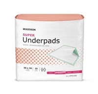 Underpad McKesson Regular 30 X 30 Inch Disposable Moderate Absorbency Fluff/Polymer