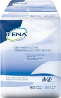 Tena Washcloth Disposable Dry Wipes, 10 X 13.25 Inch, 50 Pack, White
