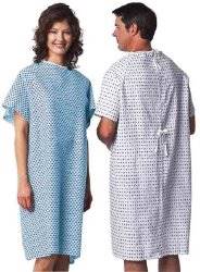Lew Jan Textile Patient Exam Gown One Size Fits Most Adult Blue / White Print, V61-0100PT - Pack Of 12