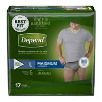 Depend FIT-FLEX Adult Underwear Pull On Large Disposable Heavy Absorbency, 47926 - Case of 34