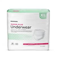 Adult Underwear, McKesson Super Plus, Pull On X-Large Disposable Moderate Absorbency, UWGXL - Pack of 14