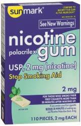 sunmark Stop Smoking Aid 2 mg Strength Gum, 49348069136 - Pack of 110