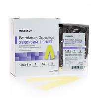 Xeroform Petrolatum Dressing, McKesson, 1 X 8 Inch Gauze Bismuth Tribromophenate Sterile, 2201 - Pack of 50