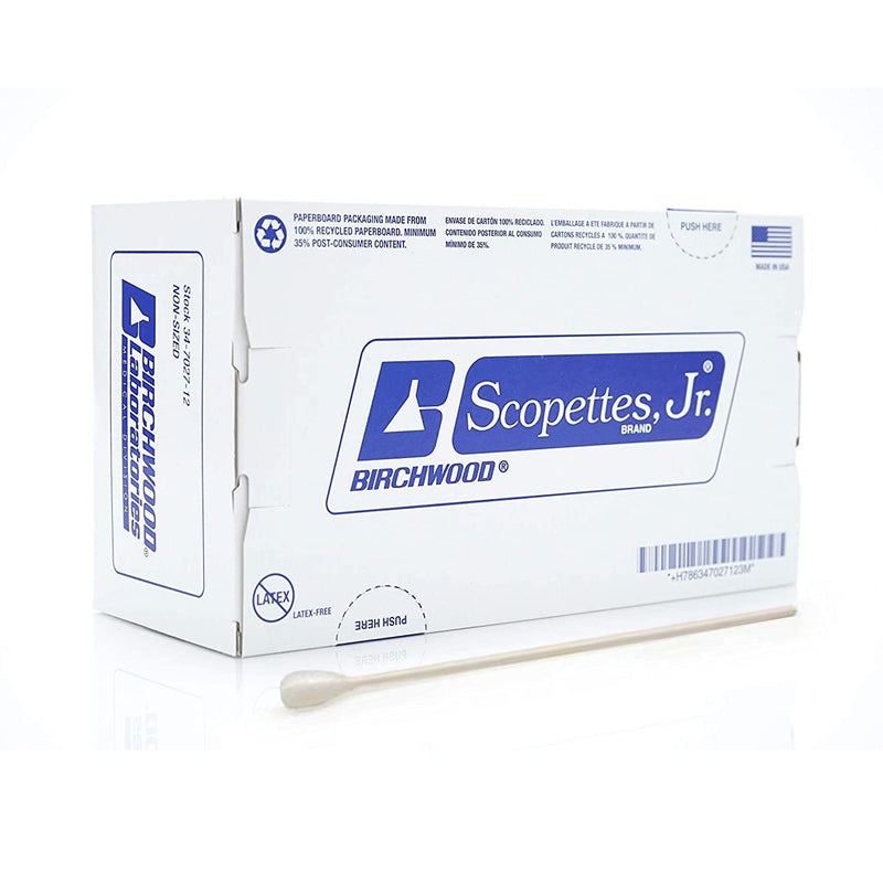 Scopettes Jr. OB/GYN Swabstick, 8 Inch Length, Birchwood Laboratories 34-7021-12, 1200 Count