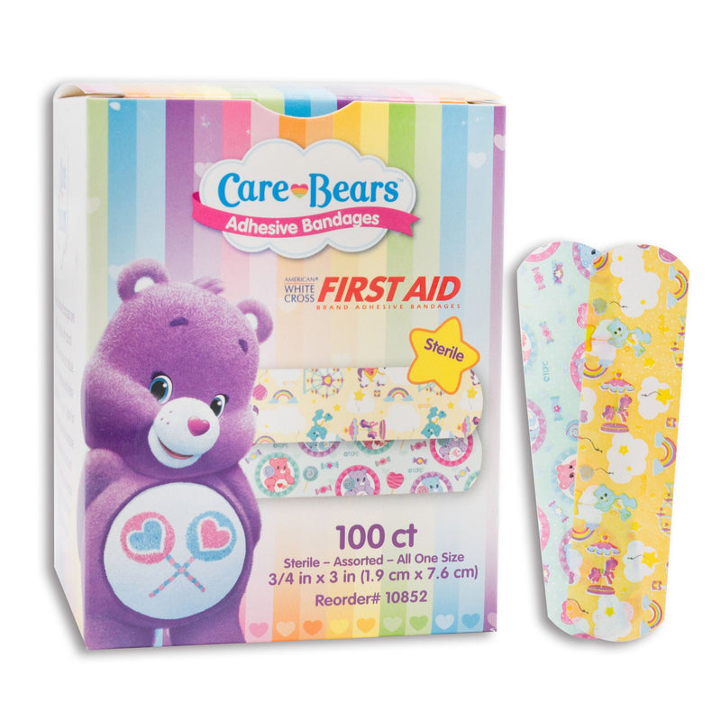 American White Cross Stat Strip Kid Design (Care Bears) Adhesive Strip, 3/4 x 3 Inch, Dukal 10852, 100 Count