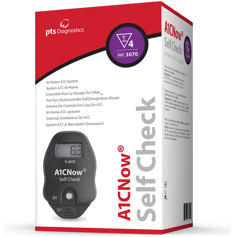 A1CNow Self Check Diabetes Management Rapid Test Kit, PTS Diagnostics PTS3070, 4 Count
