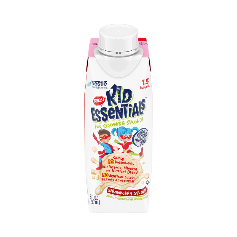 Boost Kid Essentials 1.5 Strawberry Pediatric Oral Supplement / Tube Feeding Formula, 8 oz. Carton, Nestle Healthcare Nutrition 00043900649948, 24 Count