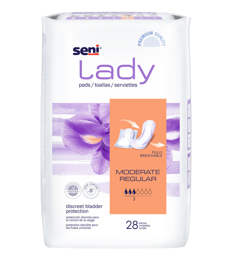 Seni Lady Moderate Bladder Control Pad, 10-Inch Length - S-3P28-PS1; CASE OF 168