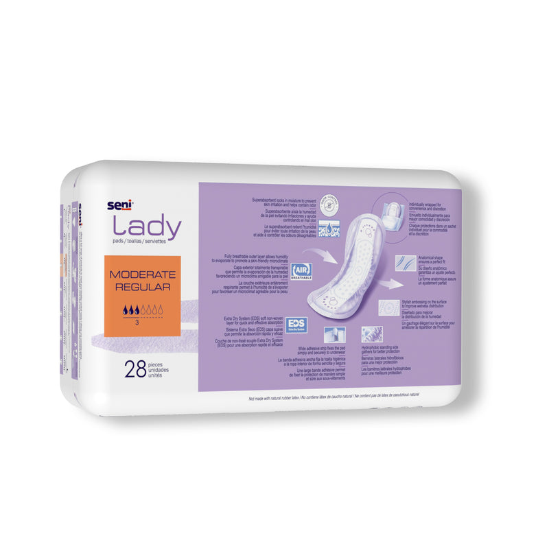 Seni Lady Moderate Bladder Control Pad, 10-Inch Length - S-3P28-PS1; CASE OF 168