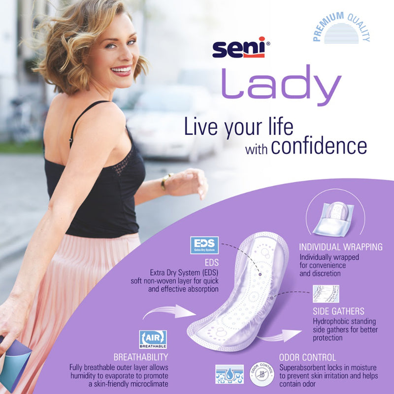 Seni Lady Moderate Bladder Control Pad, 10-Inch Length - S-3P28-PS1; CASE OF 168