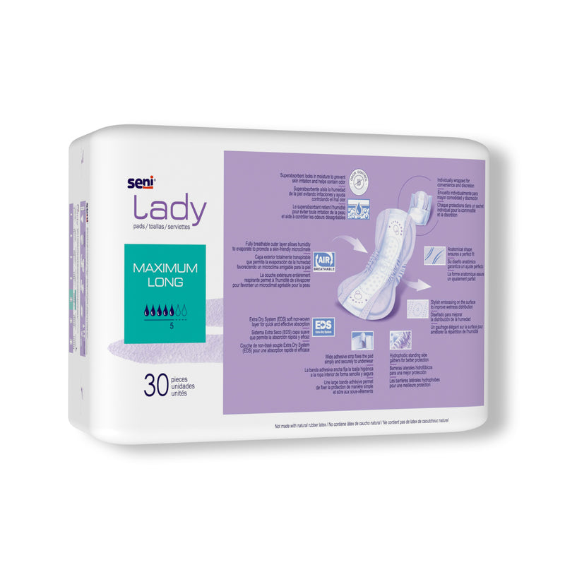 Seni Lady Maximum Bladder Control Pad, 11-Inch Length - S-5P30-PS1; CASE OF 180