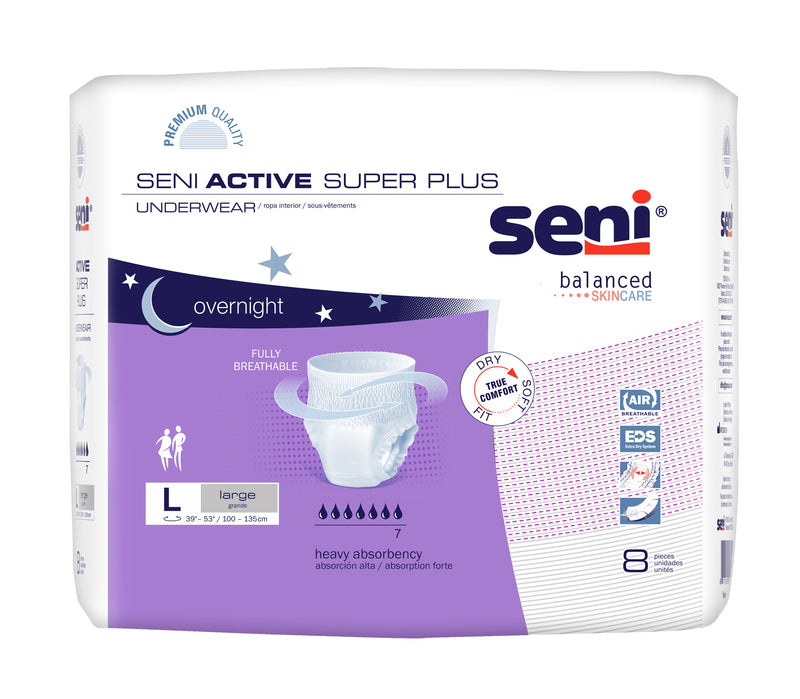 Seni Active Super Plus Heavy Absorbent Underwear, Large - S-LA08-AP1; CASE OF 32