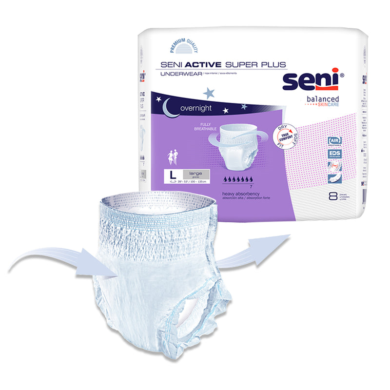 Seni Active Super Plus Heavy Absorbent Underwear, Large - S-LA08-AP1; PACK OF 8