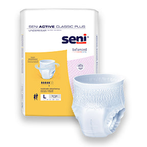 Seni Active Classic Plus Moderate Absorbent Underwear, Large - S-LA18-AC2; PACK OF 18