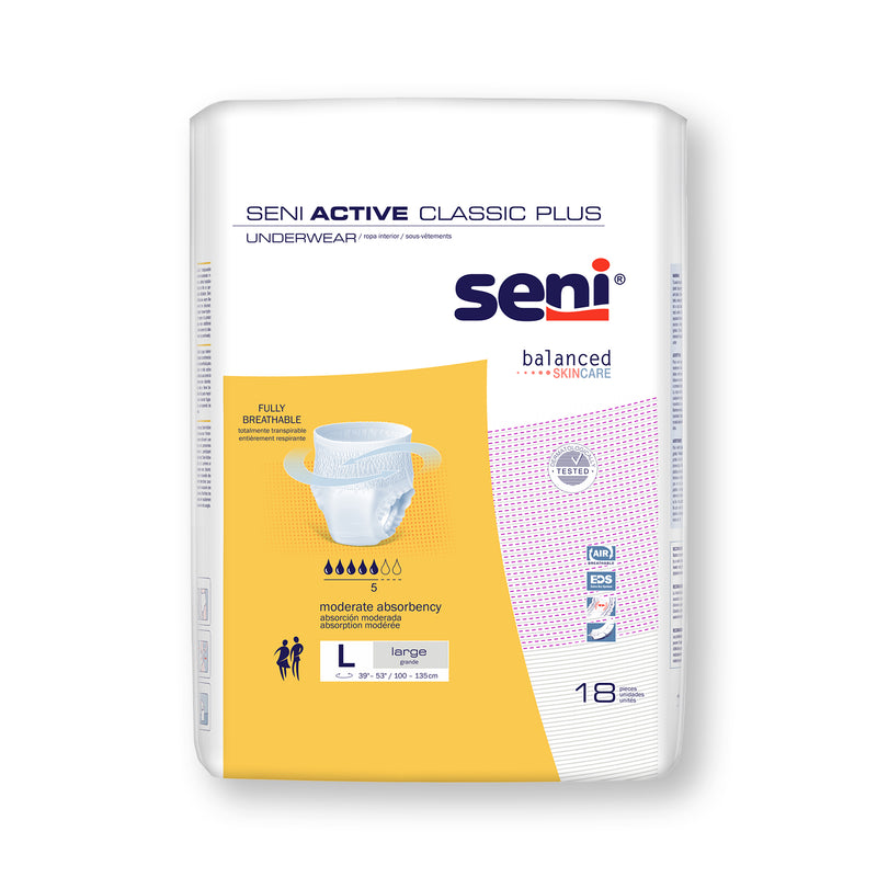 Seni Active Classic Plus Moderate Absorbent Underwear, Large - S-LA18-AC2; PACK OF 18