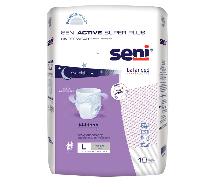 Seni Active Super Plus Heavy Absorbent Underwear, Large - S-LA18-AP1; PACK OF 18