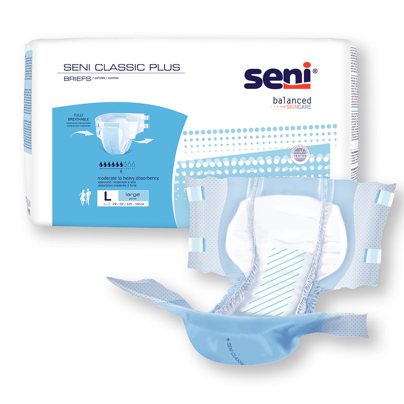 Seni Classic Plus Moderate to Heavy Brief, Large - S-LA25-BC2; PACK OF 25