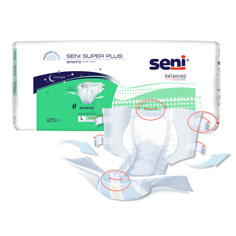 Seni Super Plus Severe Absorbency Brief, Large - S-LA25-BP1; CASE OF 75