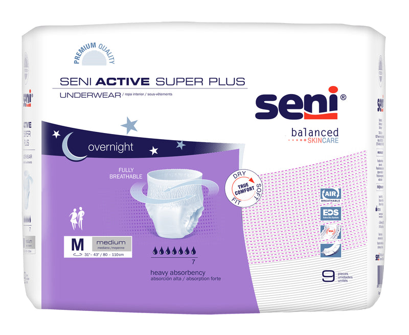 Seni Active Super Plus Heavy Absorbent Underwear, Medium - S-ME09-AP1; PACK OF 9