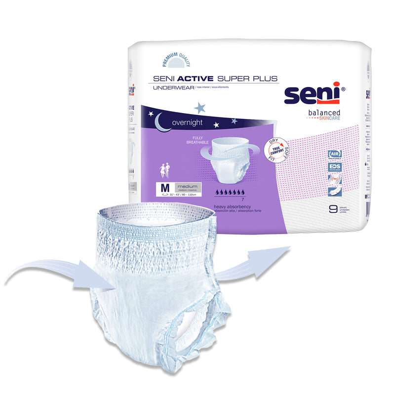 Seni Active Super Plus Heavy Absorbent Underwear, Medium - S-ME09-AP1; CASE OF 36