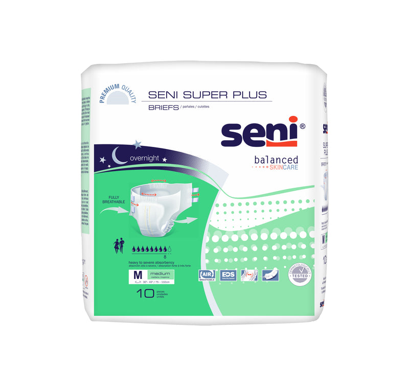Seni Super Plus Heavy to Severe Absorbency Brief, Medium - S-ME10-BP1; PACK OF 10