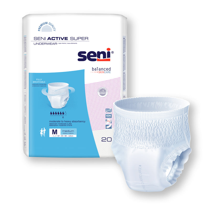 Seni Active Super Moderate to Heavy Absorbent Underwear, Medium - S-ME20-AS1; CASE OF 80
