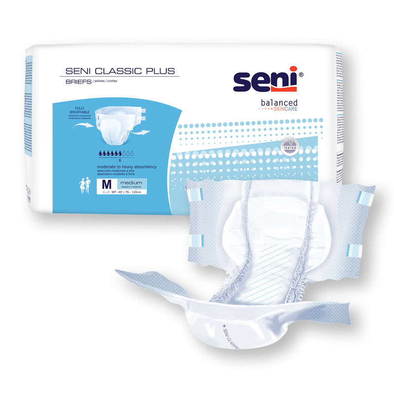 Seni Classic Plus Moderate to Heavy Absorbency Brief, Medium - S-ME25-BC2; PACK OF 25