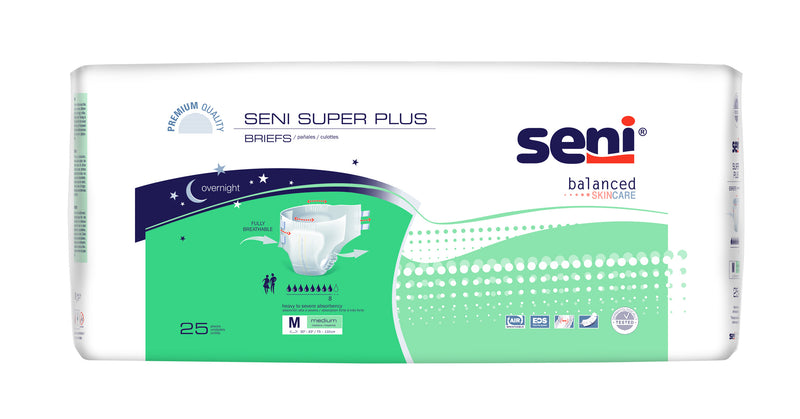 Seni Super Plus Severe Absorbency Brief, Medium - S-ME25-BP1; CASE OF 75