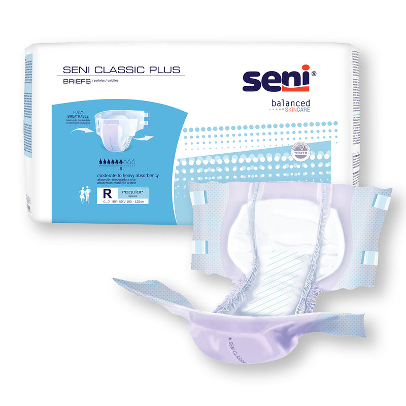 Seni Classic Plus Moderate to Heavy Absorbency Brief, Regular - S-RE25-BC2; CASE OF 100