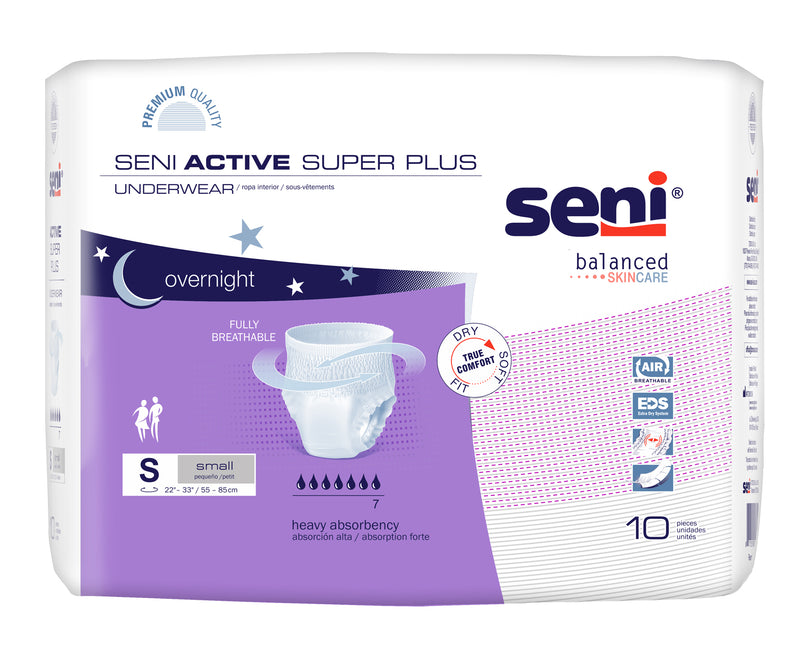 Seni Active Super Plus Heavy Absorbent Underwear, Small - S-SM10-AP1; PACK OF 10