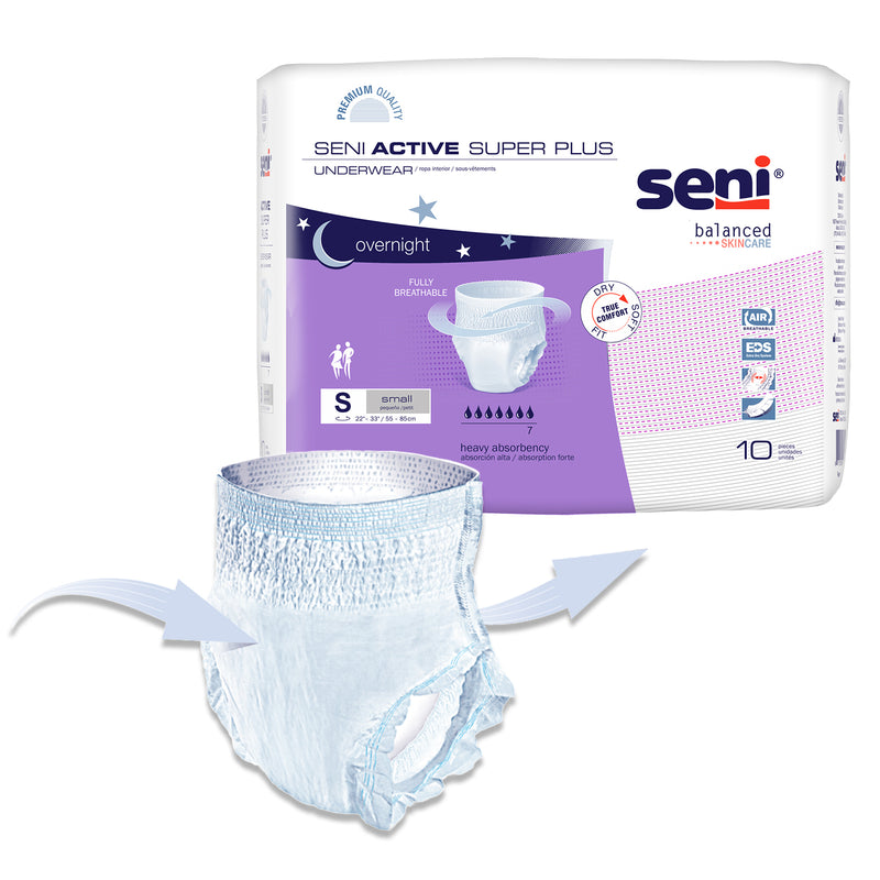 Seni Active Super Plus Heavy Absorbent Underwear, Small - S-SM10-AP1; PACK OF 10