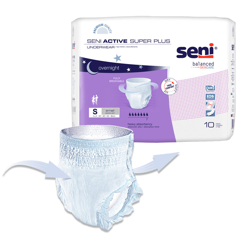 Seni Active Super Plus Heavy Absorbent Underwear, Small - S-SM10-AP1; CASE OF 40