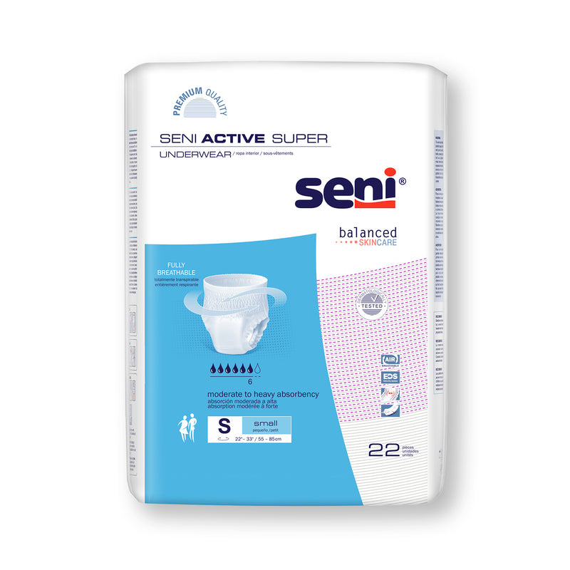 Seni Active Super Moderate to Heavy Absorbent Underwear, Small - S-SM22-AS1; PACK OF 22
