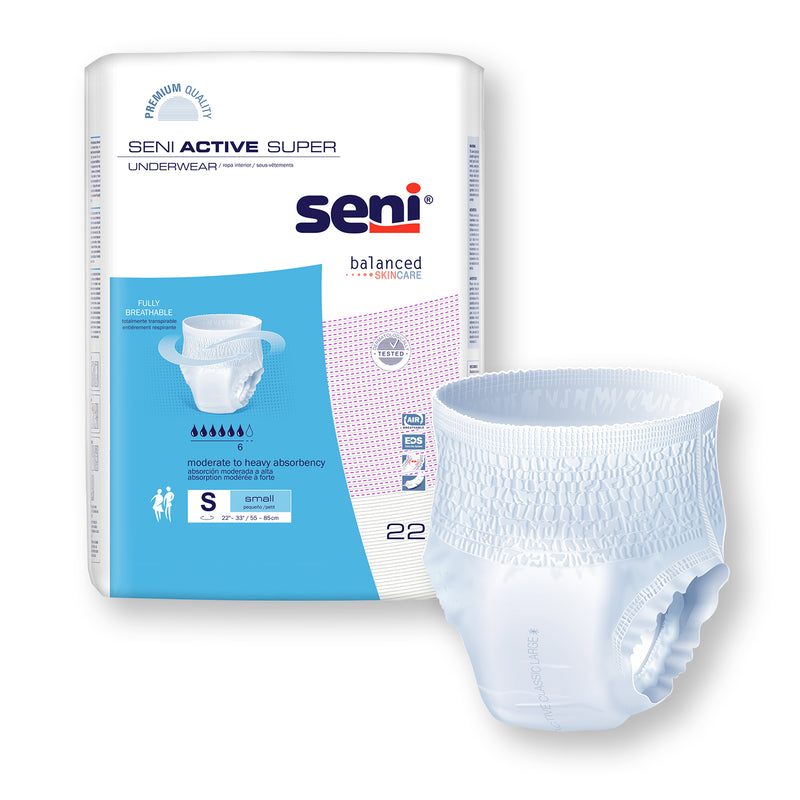 Seni Active Super Moderate to Heavy Absorbent Underwear, Small - S-SM22-AS1; CASE OF 88