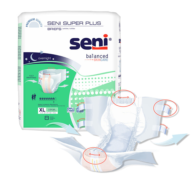 Seni Super Plus Heavy to Severe Absorbency Brief, Extra Large - S-XL08-BP1; CASE OF 32