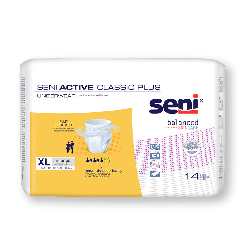 Seni Active Classic Plus Moderate Absorbent Underwear, Extra Large - S-XL14-AC2; PACK OF 14