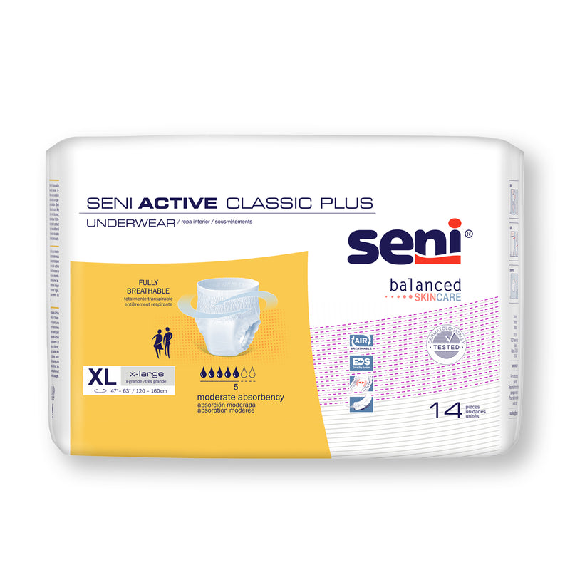 Seni Active Classic Plus Moderate Absorbent Underwear, Extra Large - S-XL14-AC2; CASE OF 56