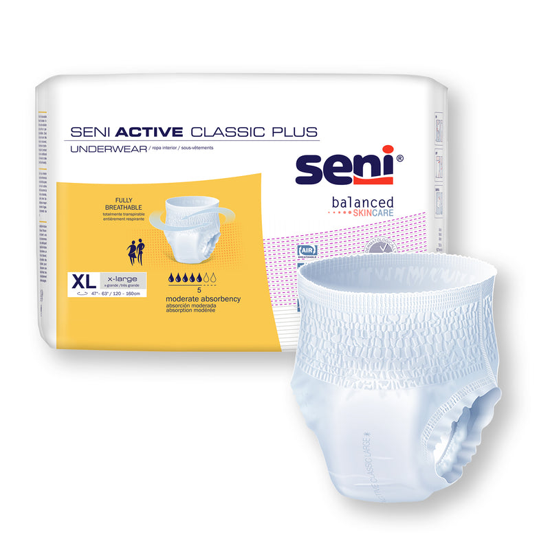 Seni Active Classic Plus Moderate Absorbent Underwear, Extra Large - S-XL14-AC2; CASE OF 56