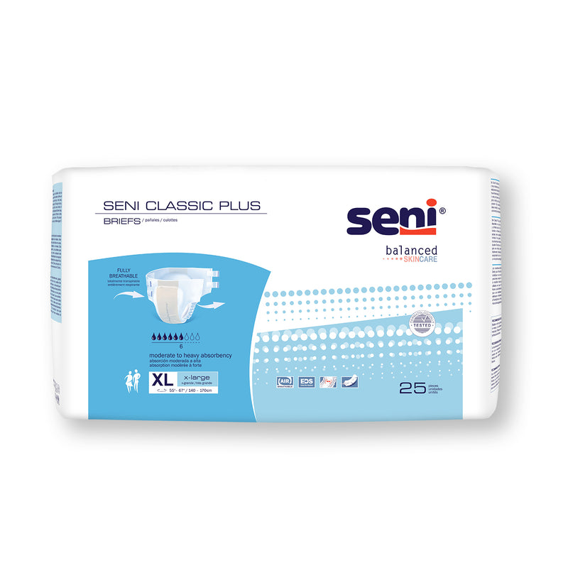 Seni Classic Plus Moderate to Heavy Absorbency Brief, Extra Large - S-XL25-BC2; PACK OF 25