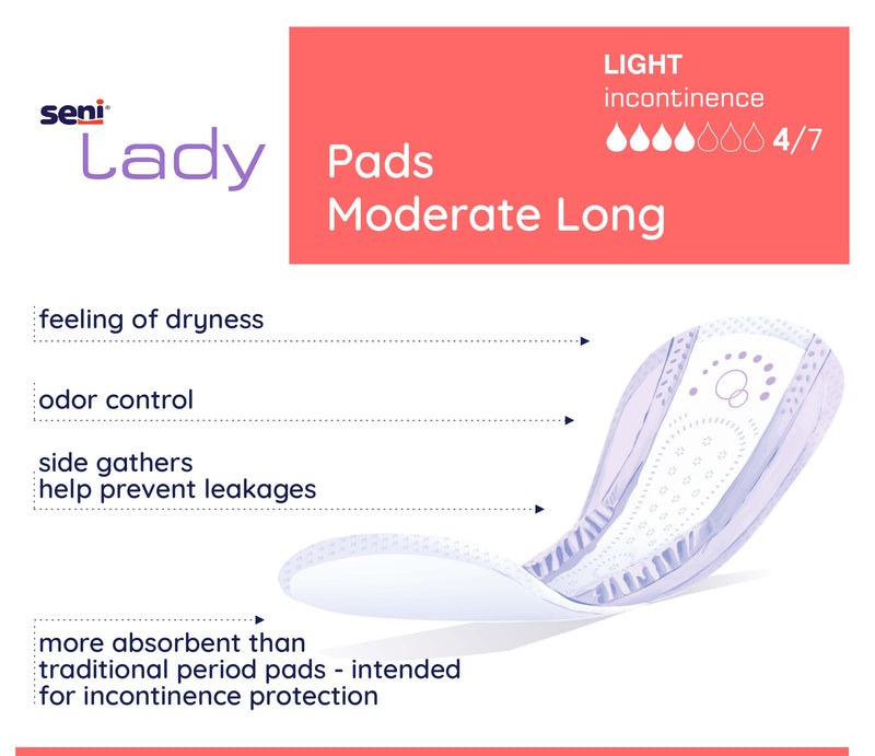 Seni Lady Moderate Bladder Control Pad, 11-Inch Length - S-4P26-PS1; CASE OF 156