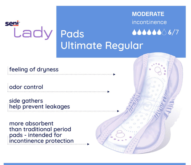 Seni Lady Ultimate Bladder Control Pad, 14.4-Inch Length - S-6P28-PS1; CASE OF 224